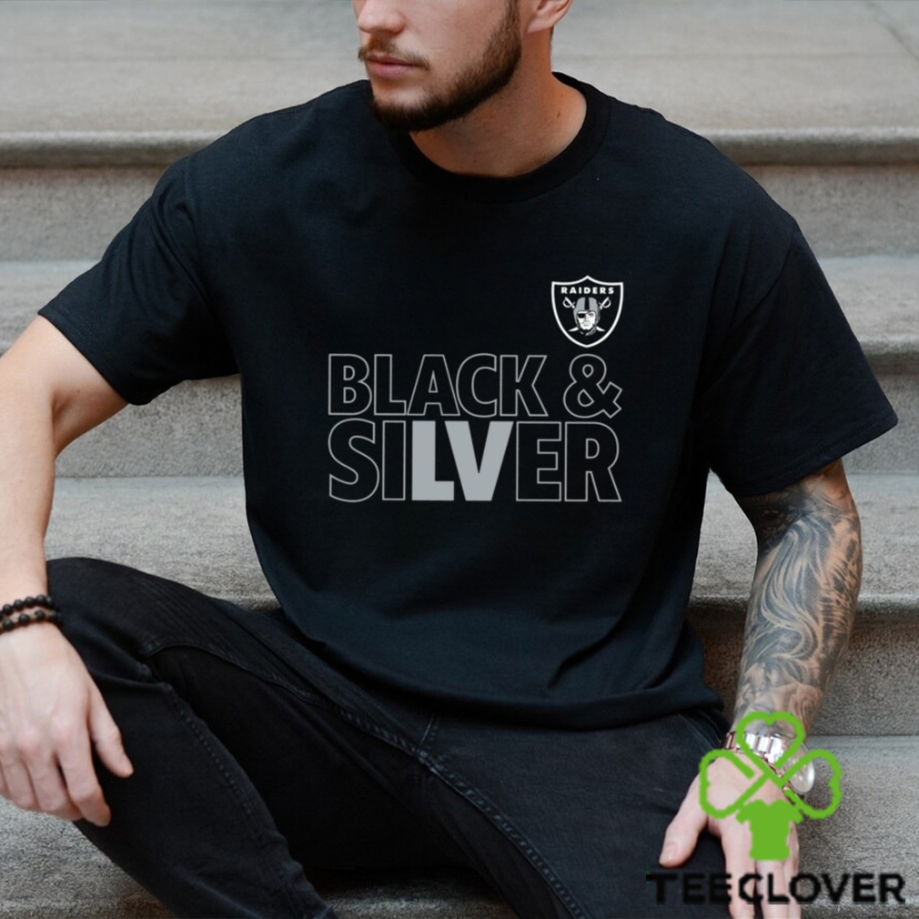 Las Vegas Raiders team black and sliver foolball logo shirt Las Vegas Raiders team black and sliver foolball logo shirt
