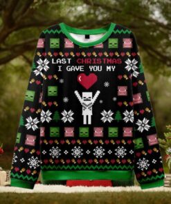 Last Christmas I Give You My World Black Ugly Christmas Sweater