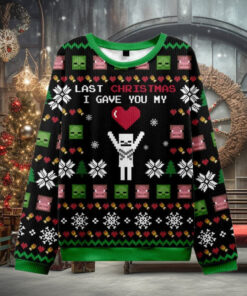 Last Christmas I Give You My World Black Ugly Christmas Sweater