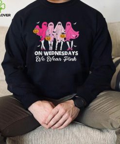 On Wednesday We Wear Pink Cute Ghost Halloween Breast Cancer Awareness T Shirt