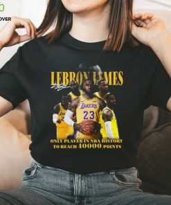 LeBron James Los Angeles Lakers only player in NBA history to reach 40000 point hoodie, sweater, longsleeve, shirt v-neck, t-shirt