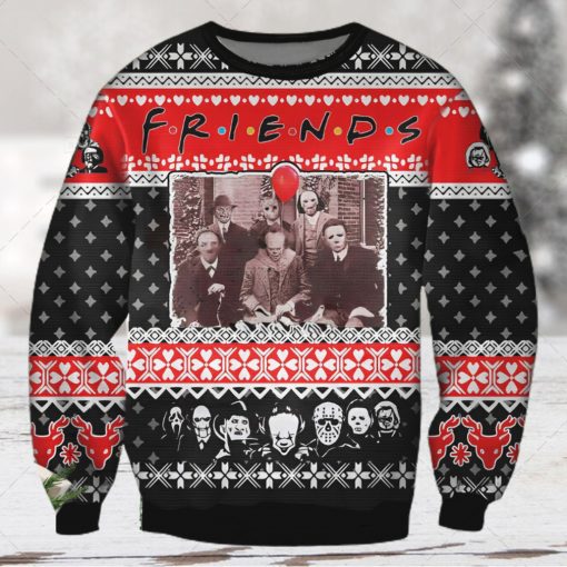 Leatherface Jason Voorhees Hannibal Lecter Horror Friends Ugly Christmas Sweater 3D Shirt