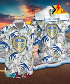 Leeds United FC Big Logo Tropical Leaves Hawaiian Shirt And Shorts