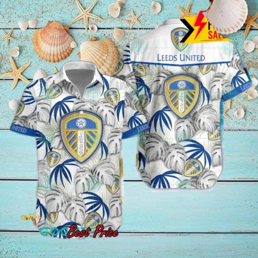 Leeds United FC Big Logo Tropical Leaves Hawaiian Shirt And Shorts