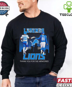 Legends Detroit Lions Barry Sanders x Calvin Johnson thank you shirt
