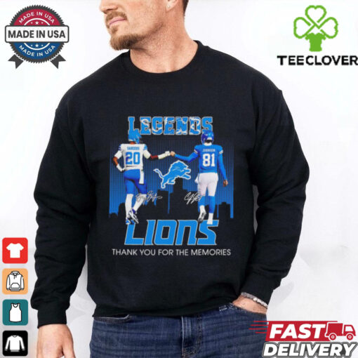 Legends Detroit Lions Barry Sanders x Calvin Johnson thank you shirt
