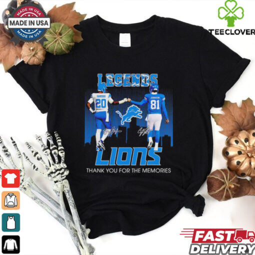 Legends Detroit Lions Barry Sanders x Calvin Johnson thank you shirt