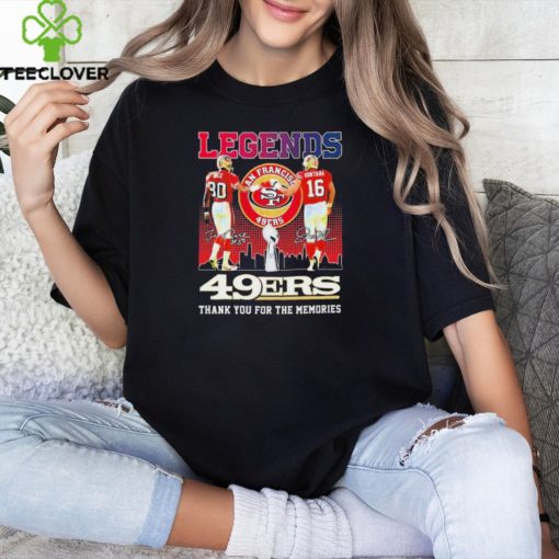 Legends Jerry Rice Joe Montana San Francisco 49ers Thank You For The Memories signatures t hoodie, sweater, longsleeve, shirt v-neck, t-shirt