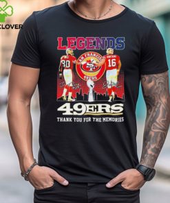 Legends Jerry Rice Joe Montana San Francisco 49ers Thank You For The Memories signatures t hoodie, sweater, longsleeve, shirt v-neck, t-shirt