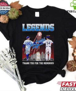 Legends Los Angeles Dodgers Orel Hershiser and Fernando Valenzuela signature thank you for the memories shirt