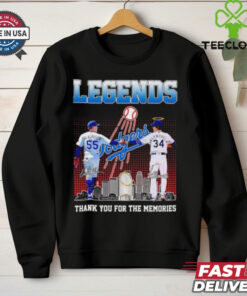 Legends Los Angeles Dodgers Orel Hershiser and Fernando Valenzuela signature thank you for the memories shirt