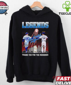 Legends Los Angeles Dodgers Orel Hershiser and Fernando Valenzuela signature thank you for the memories shirt
