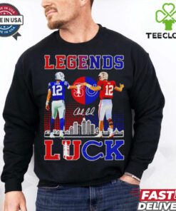 Legends Luck Indianapolis Colts Graphics Shirt featuring a bold design honoring legendary quarterback Andrew Luck and celebrating his legacy with the Indianapolis Colts.