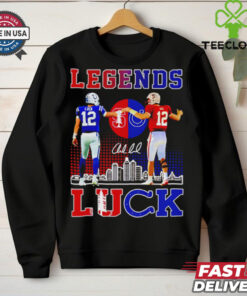 Legends Luck Indianapolis Colts Graphics Shirt featuring a bold design honoring legendary quarterback Andrew Luck and celebrating his legacy with the Indianapolis Colts.