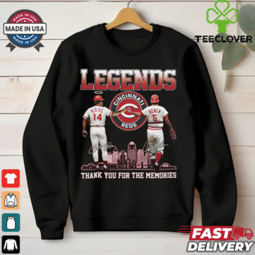 Legends Reds Pete Rose Johnny Bench Thank You For The Memories Shirt