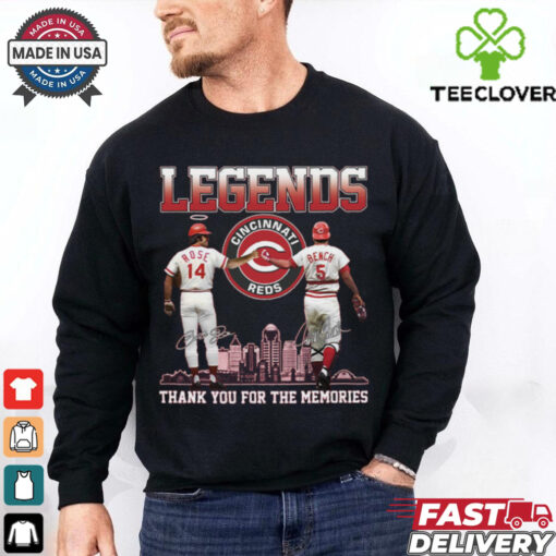 Legends Reds Pete Rose Johnny Bench Thank You For The Memories Shirt