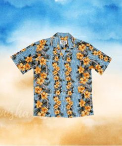 Lei of Aloha Blue Cotton Poplin Men s Hawaiian Shirt