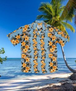 Lei of Aloha Blue Cotton Poplin Men s Hawaiian Shirt