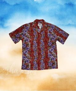Lei of Aloha Red Cotton Poplin Men s Hawaiian Shirt