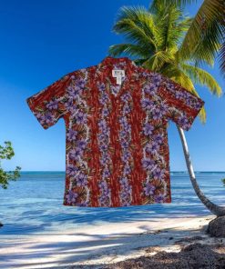 Lei of Aloha Red Cotton Poplin Men s Hawaiian Shirt