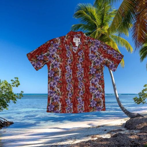 Lei of Aloha Red Cotton Poplin Men s Hawaiian Shirt