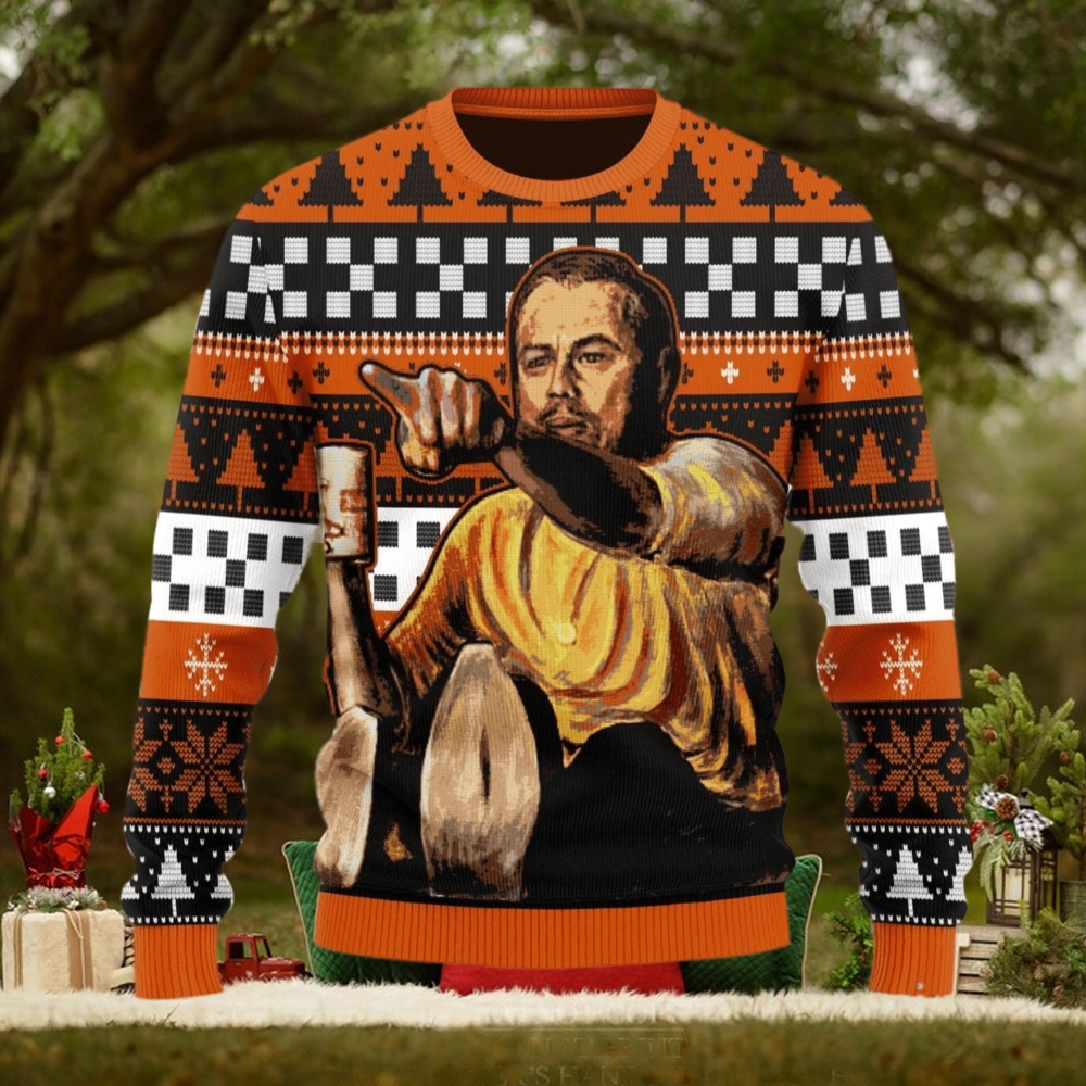 Leo Pointing Meme Ugly Christmas Sweater Christmas Gift For Men And Women Leo Pointing Meme Ugly Christmas Sweater Christmas Gift For Men And Women