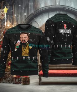 Leonardo Dicaprio Drink Beer Becks Black Funny Ugly Christmas Sweater Gift For Fans