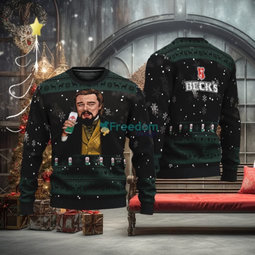 Leonardo Dicaprio Drink Beer Becks Black Funny Ugly Christmas Sweater Gift For Fans