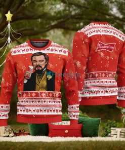 Leonardo Dicaprio Drink Beer budweiser Red Funny Ugly Christmas Sweater Gift For Fans