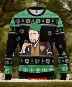 Leonardo Dicaprio Drinking Meme Ugly Christmas Sweater 3D Gift For Men And Women