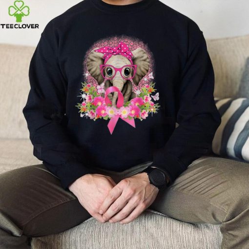 Leopard Breast Cancer Awareness Elephant Flowers Pink Ribbon T Shirt