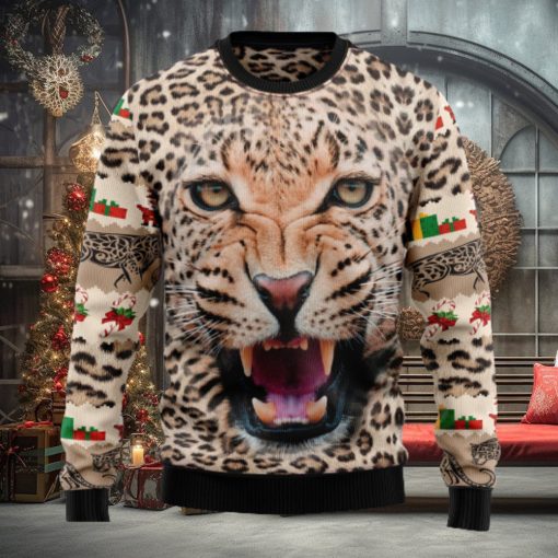 Leopard Cute Face Ugly Christmas Sweater Thankgiving Gift Men Women