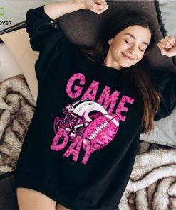 Leopard Game Day Pink American Football Tackle Breast Cancer T Shirt