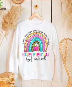 Leopard rainbow happy first day of school teacher boys girls T Shirt