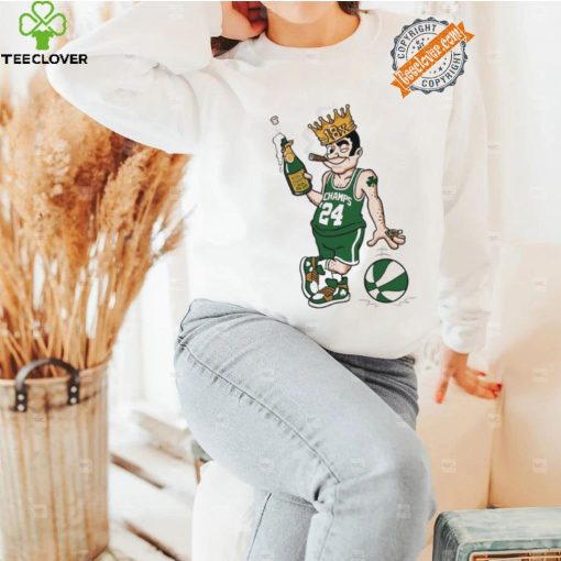 Leprechaun enjoy champagne and cigar Boston 18x Champs 2024 shirt
