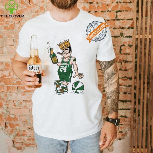 Leprechaun enjoy champagne and cigar Boston 18x Champs 2024 shirt
