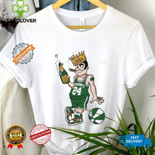 Leprechaun enjoy champagne and cigar Boston 18x Champs 2024 shirt