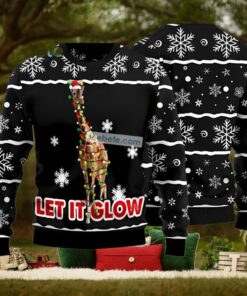 Let It Glow Giraffe Black Sweater Merry Christmas