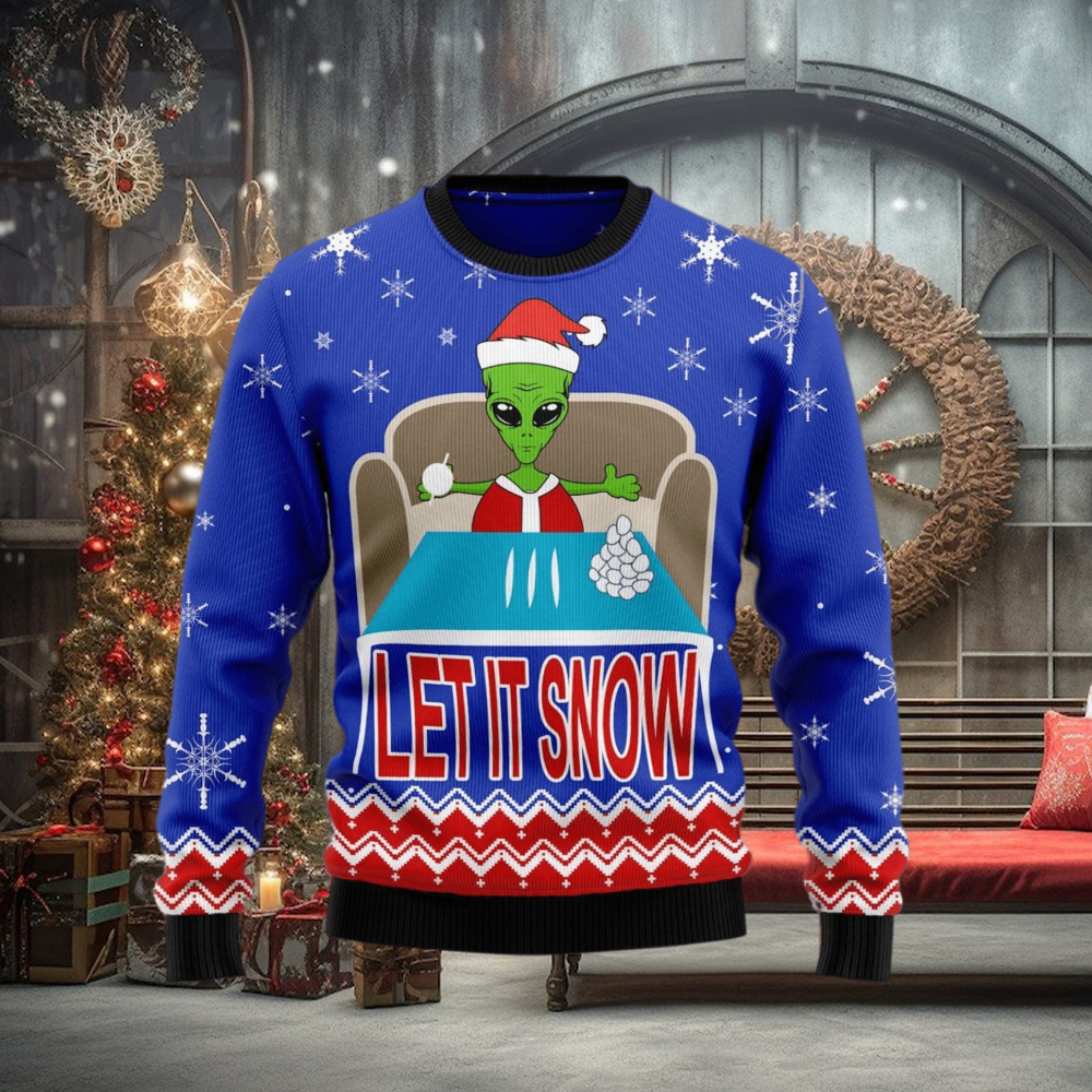 Let It Snow Alien Santa Ugly Christmas Sweater Let It Snow Alien Santa Ugly Christmas Sweater