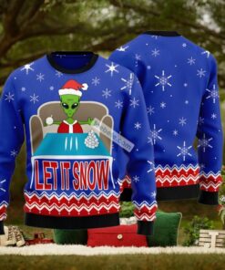 Let It Snow Alien Ufo Blue Family Xmas Sweaters