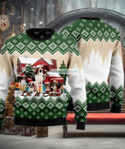 Let It Snow American Foxhound Green Ugly Christmas Sweater