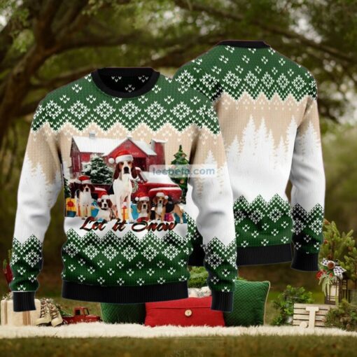 Let It Snow American Foxhound Green Ugly Christmas Sweater