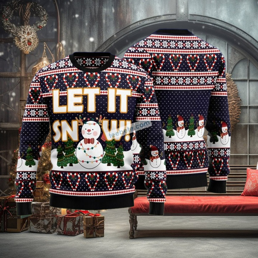 Let It Snow Blue Cheap Ugly Christmas Sweater Let It Snow Blue Cheap Ugly Christmas Sweater