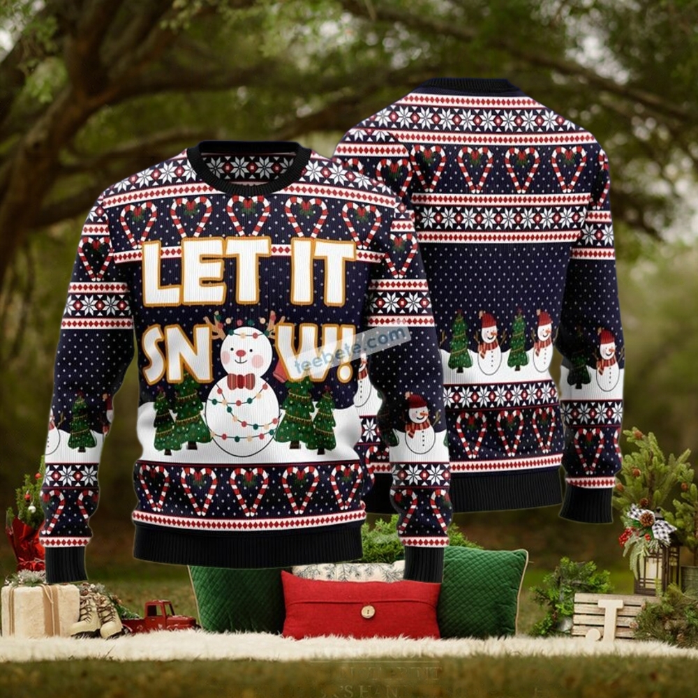 Let It Snow Blue Cheap Ugly Christmas Sweater Let It Snow Blue Cheap Ugly Christmas Sweater