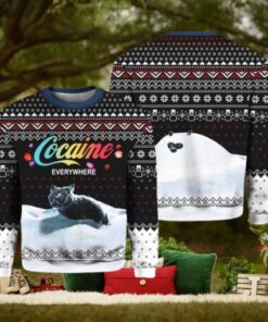 Let It Snow Cat Cocaine Everywhere Ugly Christmas Sweater