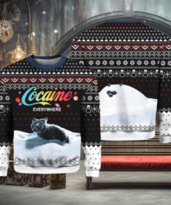 Let It Snow Cat Cocaine Everywhere Ugly Christmas Sweater