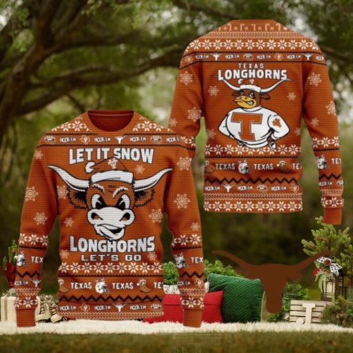 Let It Snow Longhorns Let’s Go Texas Ugly Christmas Sweater