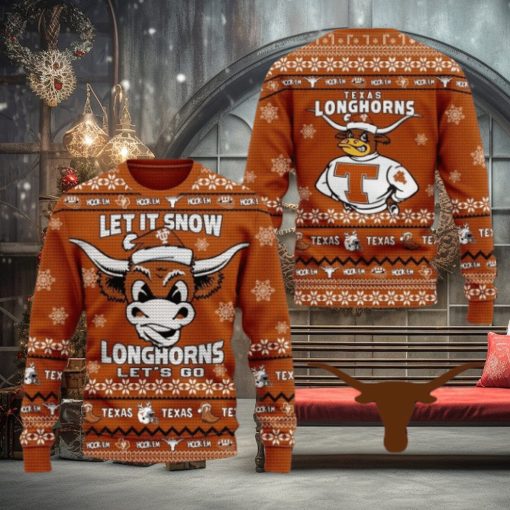 Let It Snow Longhorns Let’s Go Texas Ugly Christmas Sweater