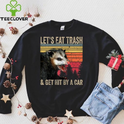 Let's Eat Trash and Get Hit By A Car Gifts Vintage Opossum Raglan Baseball Tee