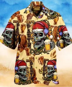 Lets Party Skull Aloha Hawaiian Shirt Colorful Short Sleeve Summer Beach Casual Shirt